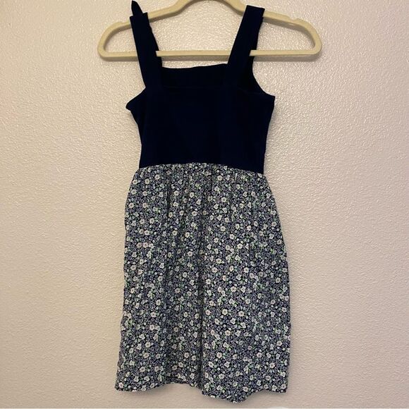 Gap kids girls navy blue tie shoulder floral skirted dress side zip L 10/11 - Picture 13 of 14